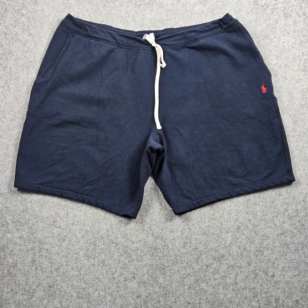 Polo Ralph Lauren Mens Navy Blue Fleece Shorts Big and Tall 4XB Drawstring Pony